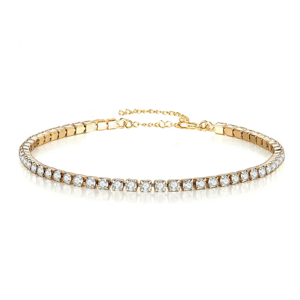 2Mm Iced Out Tennis Bracelets Female Gold Silver Color Stainless Steel Cubic Zirconia Chain for Women Wedding Jewelry Gift