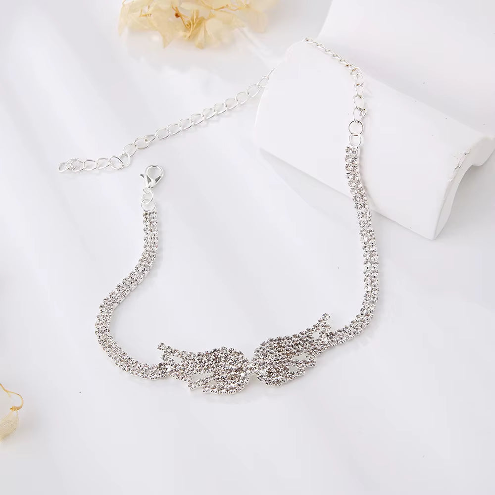 Fashion 2024 Angel Wings Anklet Chain Leg Anklet for Women Girls Summer Ankle Rhinestone Bling Bracelet Beach Accessories Gift