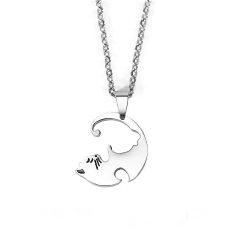 Cat Pendant Stainless Steel Couple Necklaces