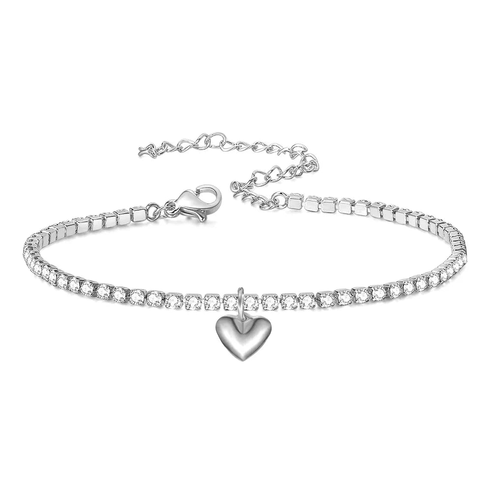 2Mm Iced Out Tennis Bracelets Female Gold Silver Color Stainless Steel Cubic Zirconia Chain for Women Wedding Jewelry Gift