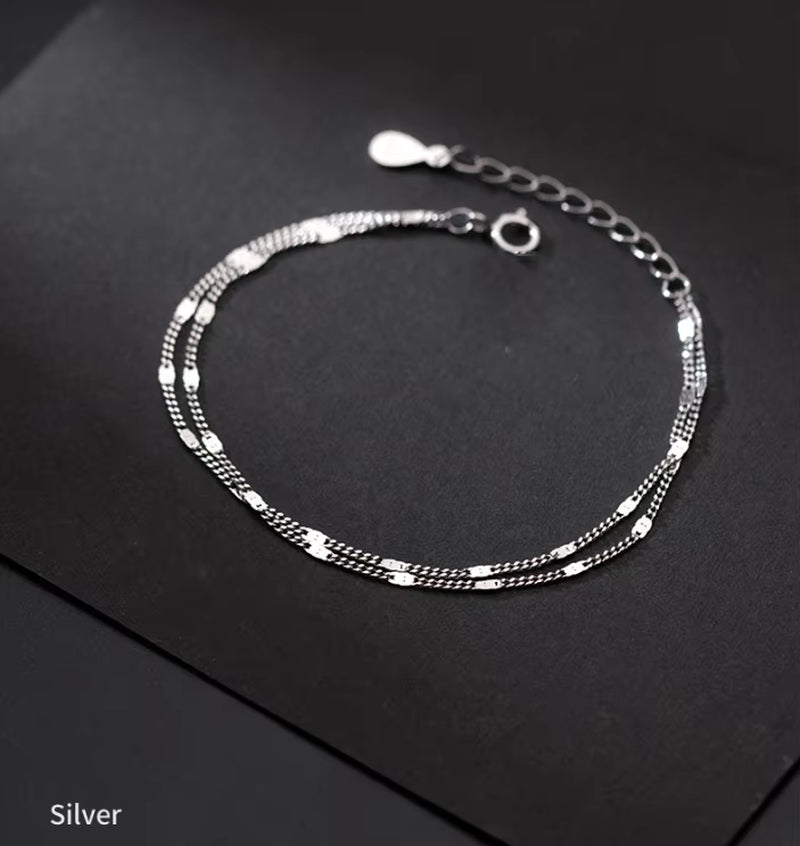 Glow Minimal – Stainless Steel Double-Layer Chain Bracelet for Women