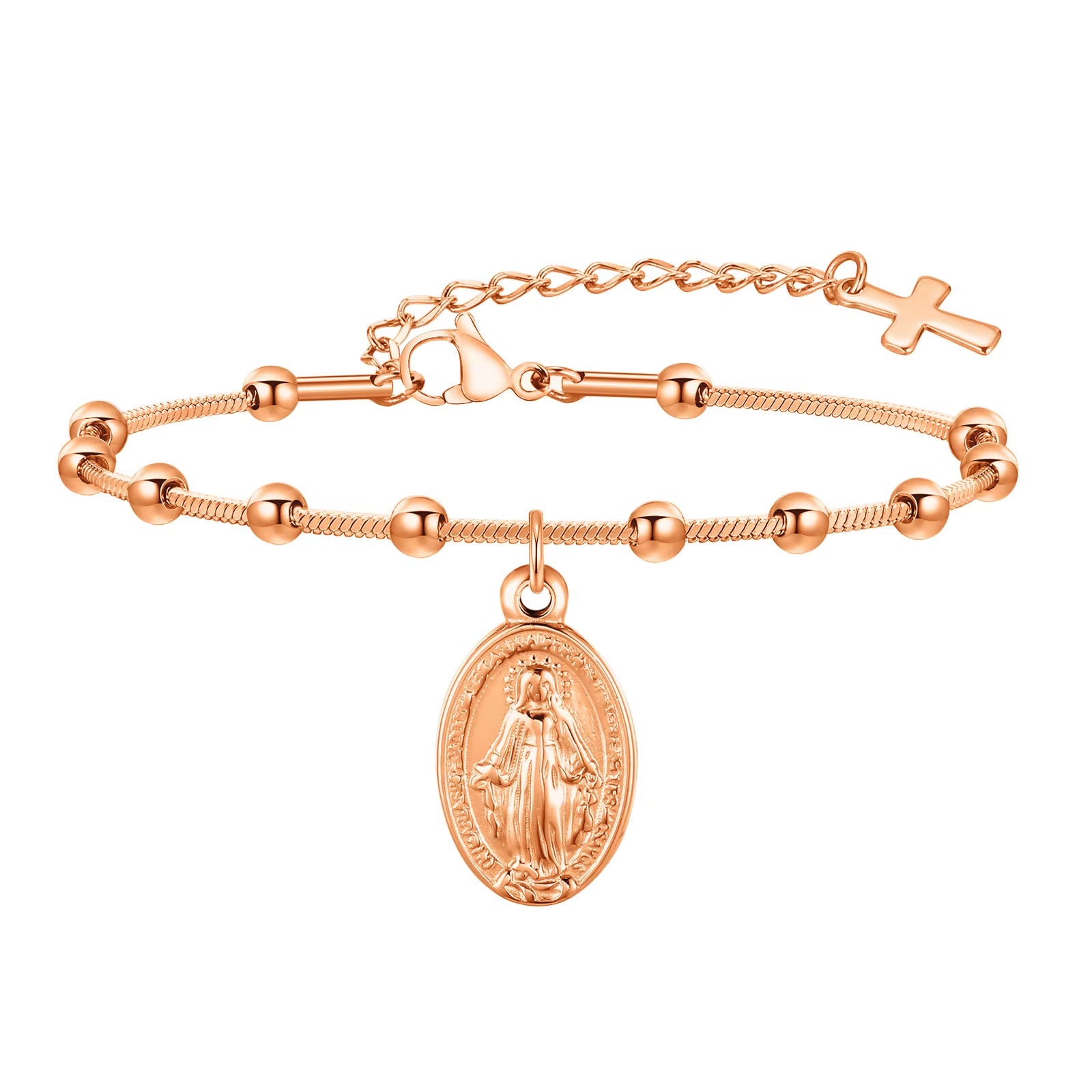 Divine Grace Rosary Bracelet – Faith Woven in Golden Beauty